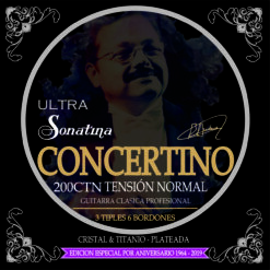 Jgo. de Cuerdas para Guitarra Clásica Profesional Sonatina Ultra "Concertino", edición especial y limitada por Aniversario.