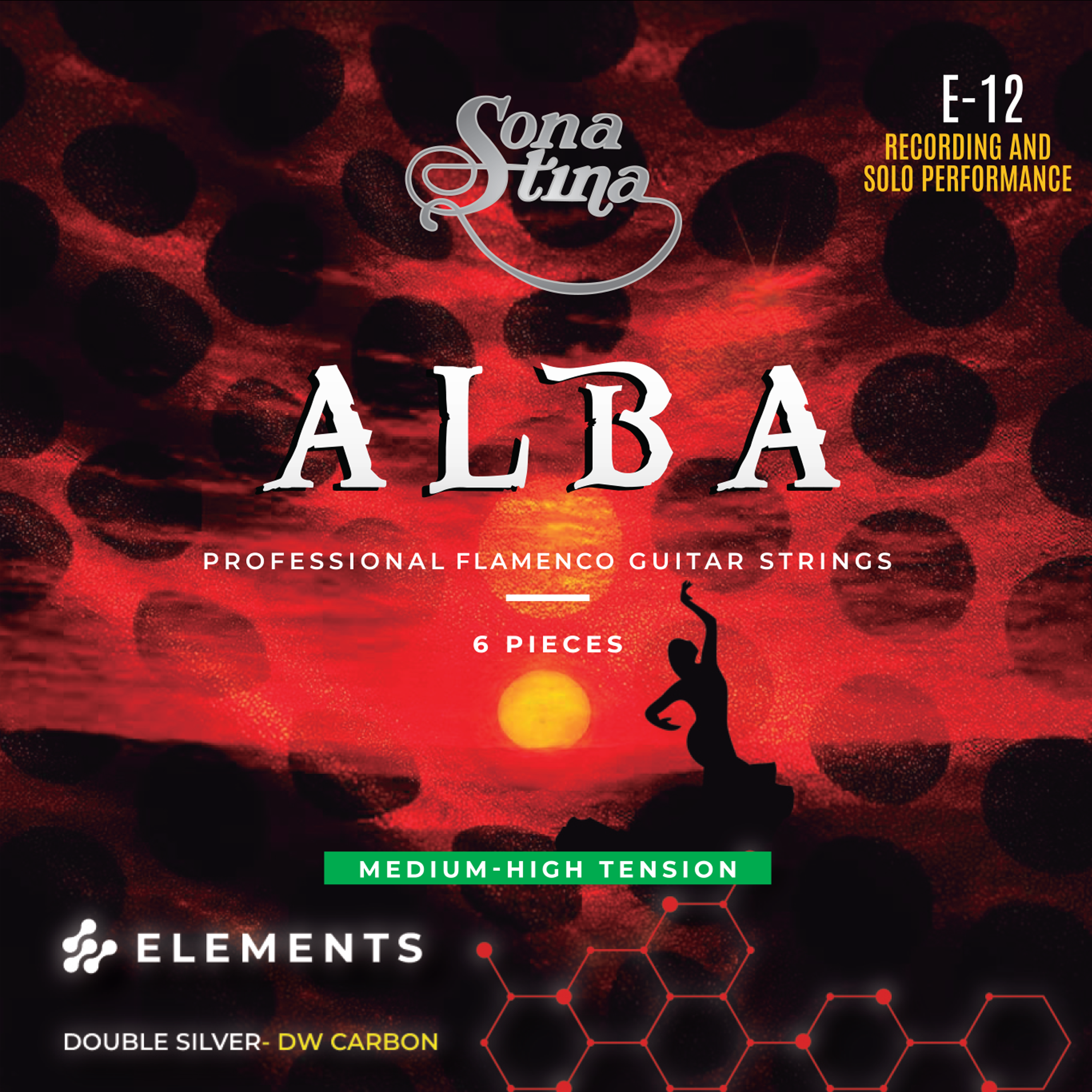 Encordadura Para Guitarra Flamenca Sonatina Elements Alba Mod. E-12
